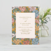 Modern Boho Floral Mustard Yellow Wedding Kaart (Staand voorkant)