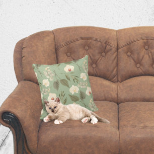 Modern Boho Floral over Sage Kussen