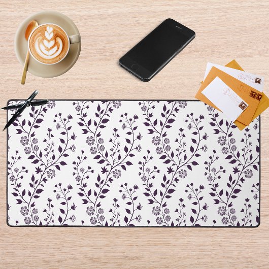 Modern Boho Floral Pattern Plum White
