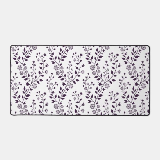 Modern Boho Floral Pattern Plum White Bureaumat (Voorkant)