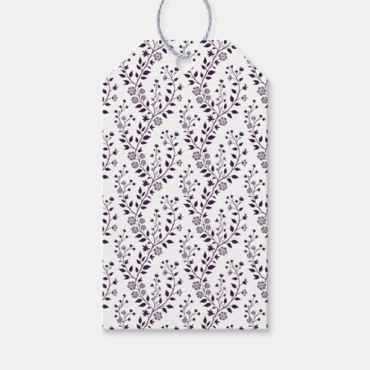 Modern Boho Floral Pattern Plum White Cadeaulabel (Voorkant)