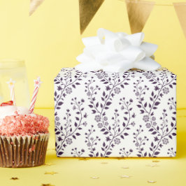 Modern Boho Floral Pattern Plum White Cadeaupapier