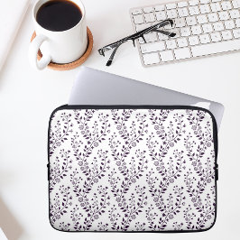 Modern Boho Floral Pattern Plum White Laptop Sleeve