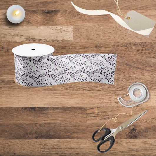 Modern Boho Floral Pattern Plum White Lint