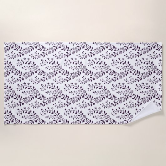 Modern Boho Floral Pattern Plum White Strandlaken (Voorkant)