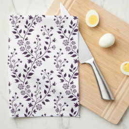 Modern Boho Floral Pattern Plum White Theedoek