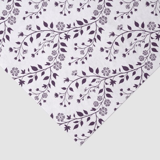 Modern Boho Floral Pattern Plum White Tissuepapier (Detail)
