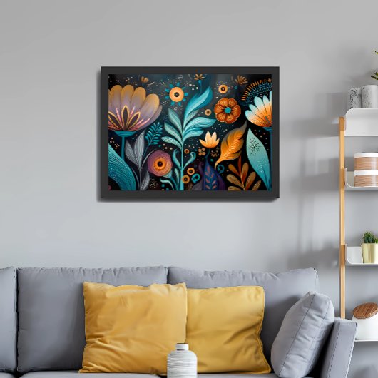 Modern Boho Floral Tapestry Poster