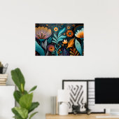 Modern Boho Floral Tapestry Poster (Thuiskantoor)