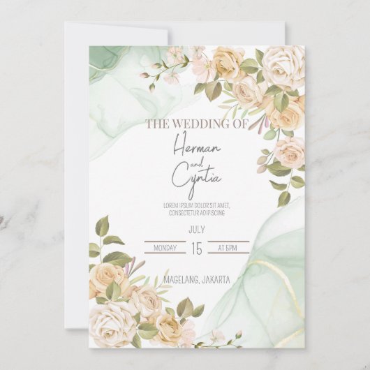 Modern Boho Floral Wedding Kaart (Voorkant)