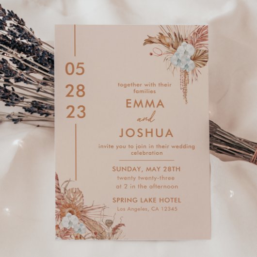 Modern Boho Floral Wedding Kaart