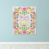 Modern Boho Folk Art Flowers | Gezegend Canvas Afdruk (Insitu (Houten vloer))