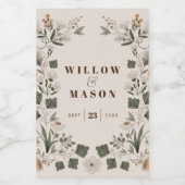 Modern Boho Folk Wedding Favors Wijn Etiket (Enkel label)