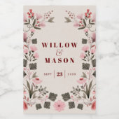 Modern Boho Folk Wedding Favors Wine Label Wijn Etiket (Enkel label)