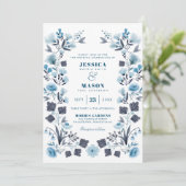 Modern Boho Folk Wedding Invitation Kaart (Staand voorkant)