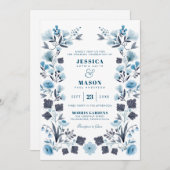 Modern Boho Folk Wedding Invitation Kaart (Voorkant / Achterkant)