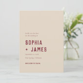 Modern Boho Geometric Arch Dark Red Wedding Save The Date (Staand voorkant)