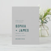 Modern Boho Geometric Arch Green Grey Wedding Save The Date (Staand voorkant)