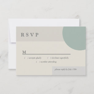 Modern Boho Geometric Green Grey Taupe RSVP Kaartje
