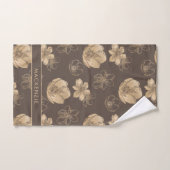 Modern Boho Gold Foil Bloemen Patroon Bad Handdoek (Handdoek)