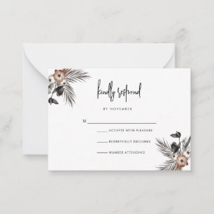 Modern Boho Gothic Script RSVP-kaart Notitiekaartje