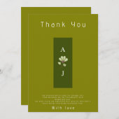 Modern Boho Green Flat Wedding Hartelijk dank Bedankkaart (Voorkant / Achterkant)