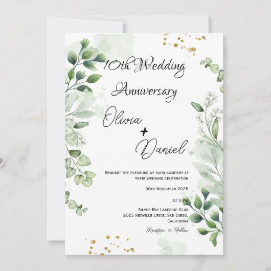 Modern Boho Greenery Wedding Anniversary Kaart (Voorkant)