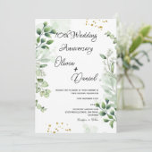 Modern Boho Greenery Wedding Anniversary Kaart (Staand voorkant)