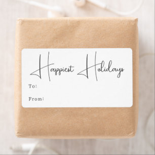 Modern Boho Happiest Feestdagen Rechthoekig cadeau Etiket