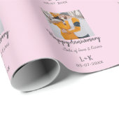 Modern boho happy anniversary naam toevoegen datum cadeaupapier (Rol Hoek)