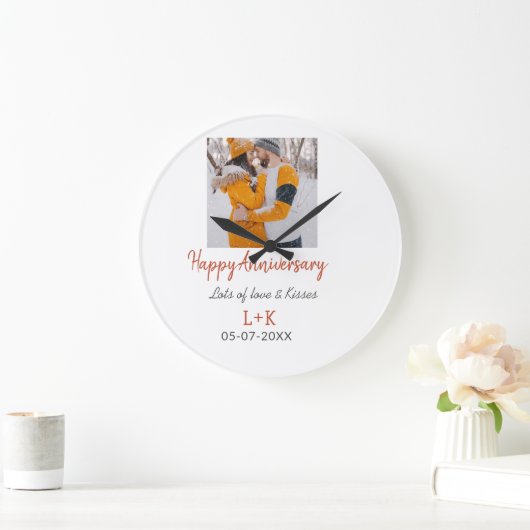 Modern boho happy anniversary naam toevoegen datum grote klok (Huis)