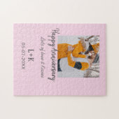 Modern boho happy anniversary naam toevoegen datum legpuzzel (Horizontaal)