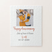 Modern boho happy anniversary naam toevoegen datum legpuzzel (Verticaal)