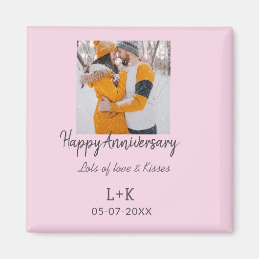 Modern boho happy anniversary naam toevoegen datum magneet (Voorkant)