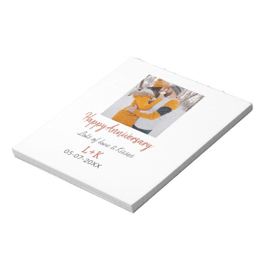 Modern boho happy anniversary naam toevoegen datum notitieblok (Gedraaid)