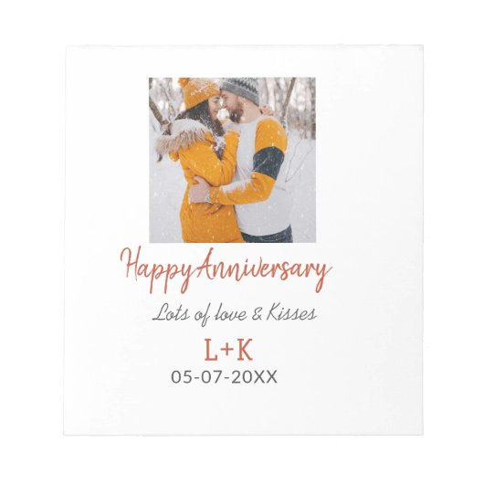 Modern boho happy anniversary naam toevoegen datum notitieblok (Voorkant)