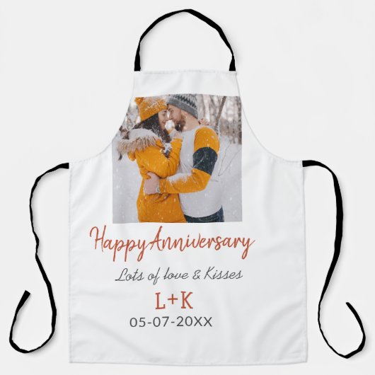 Modern boho happy anniversary naam toevoegen datum schort (Voorkant)