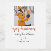 Modern boho happy anniversary naam toevoegen datum wijn etiket (Enkel label)