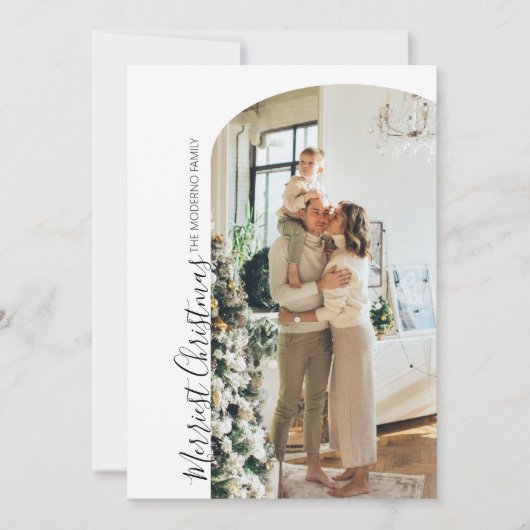 Modern Boho-kerstkaart met foto-ingang Feestdagenkaart (Voorkant)