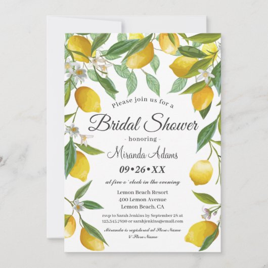 Modern Boho Lemon Summer Bridal Shower Kaart (Voorkant)
