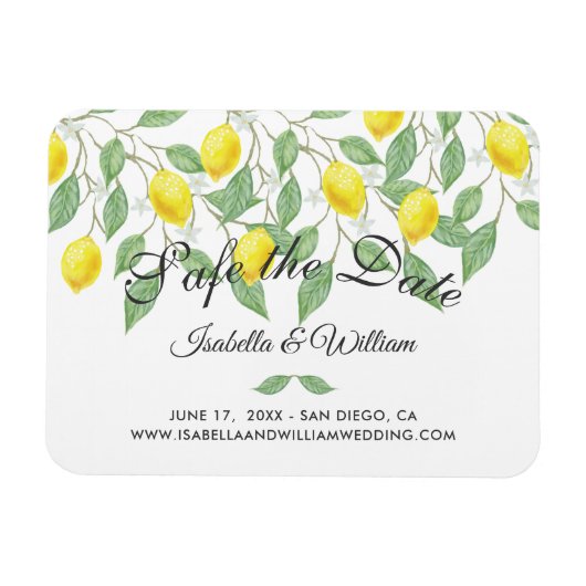 Modern Boho Lemon Summer Save the Date Wedding Magneet (Horizontaal)