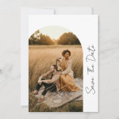 Modern Boho Lijst Weddenschap Neutrale Foto Save t Save The Date (Voorkant)