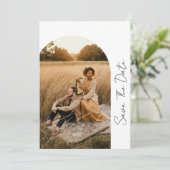 Modern Boho Lijst Weddenschap Neutrale Foto Save t Save The Date (Staand voorkant)