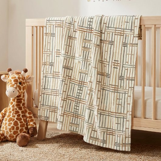 Modern Boho Linear Geometric ID1276 Fleece Deken