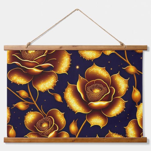 Modern Boho Luxury Gold Roos Collectie Hangend Wandkleed (Voorkant)