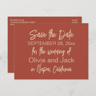 Modern Boho Minimalist Burnt Save the Date Briefkaart