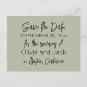 Modern Boho Minimalist Sage Green Save the Date Briefkaart
