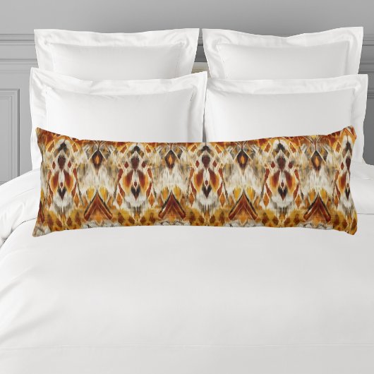 Modern Boho Neutrals Brown Oranje Ikat Tribal Lichaamskussen