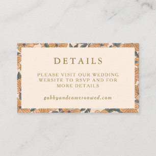 Modern Boho Neutrals Floral Wedding Website Informatiekaartje