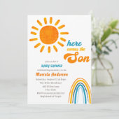 Modern Boho Nursery Mobile Baby shower Invitation Kaart (Staand voorkant)